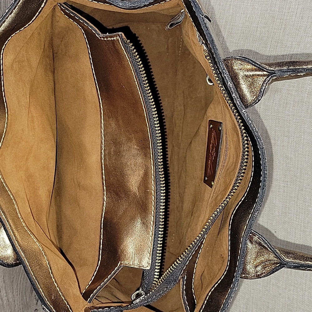 Patricia Nash Gold and Brown Floral Satchel - Picture 10 of 16